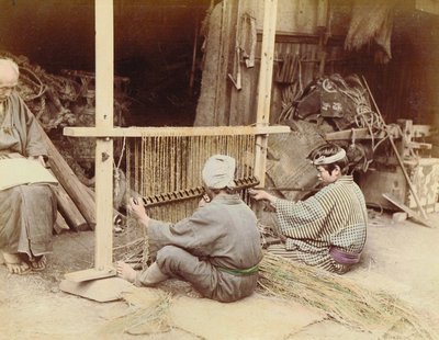 Men making straw mats, c.1890 by Kusakabe Kimbei